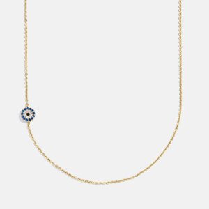 18K Gold Asymmetrical Evil Eye Necklace - Evil Eye