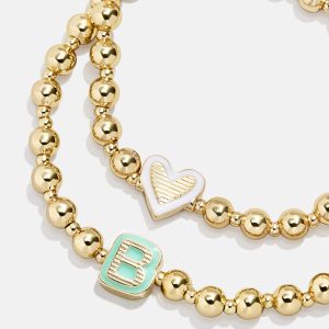 Initial & Heart Kids' Pisa Bracelet Set - Gold