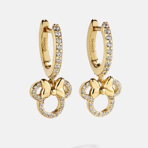 Minnie Mouse Disney 18K Gold Plated Sterling Silver Huggie Charm Earrings - Minnie Mouse