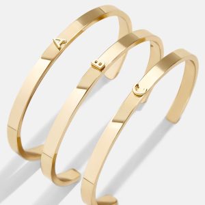 Initial Cuff Bracelet - Gold Letter