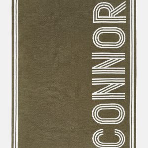 Your Name In Stripes Custom Blanket - Natural / Olive