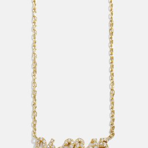 18K Gold Pav?? Custom Number Necklace - 18K Gold. Pav?? Cubic Zirconia Stones