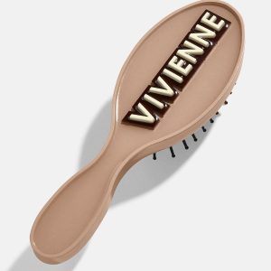 Mini Block Font Custom Hair Brush - Light Brown/Dark Brown