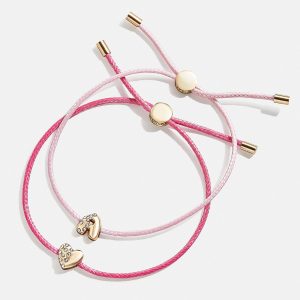 Kids' Cord Initial Bracelet Set - Pink