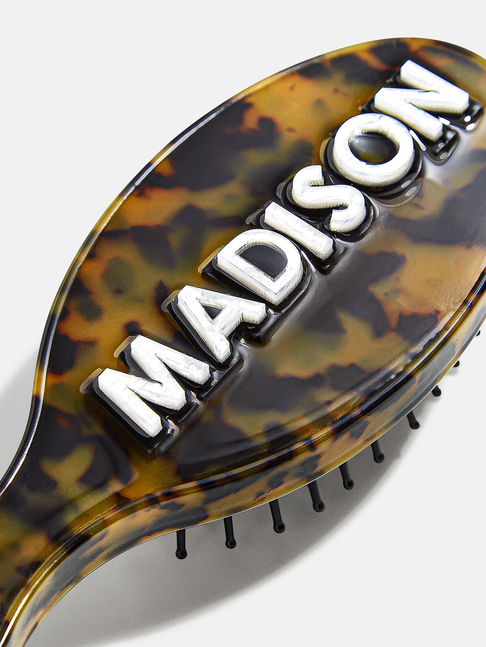 Mini Block Font Mini Custom Hair Brush - Tortoise/White - Image 4