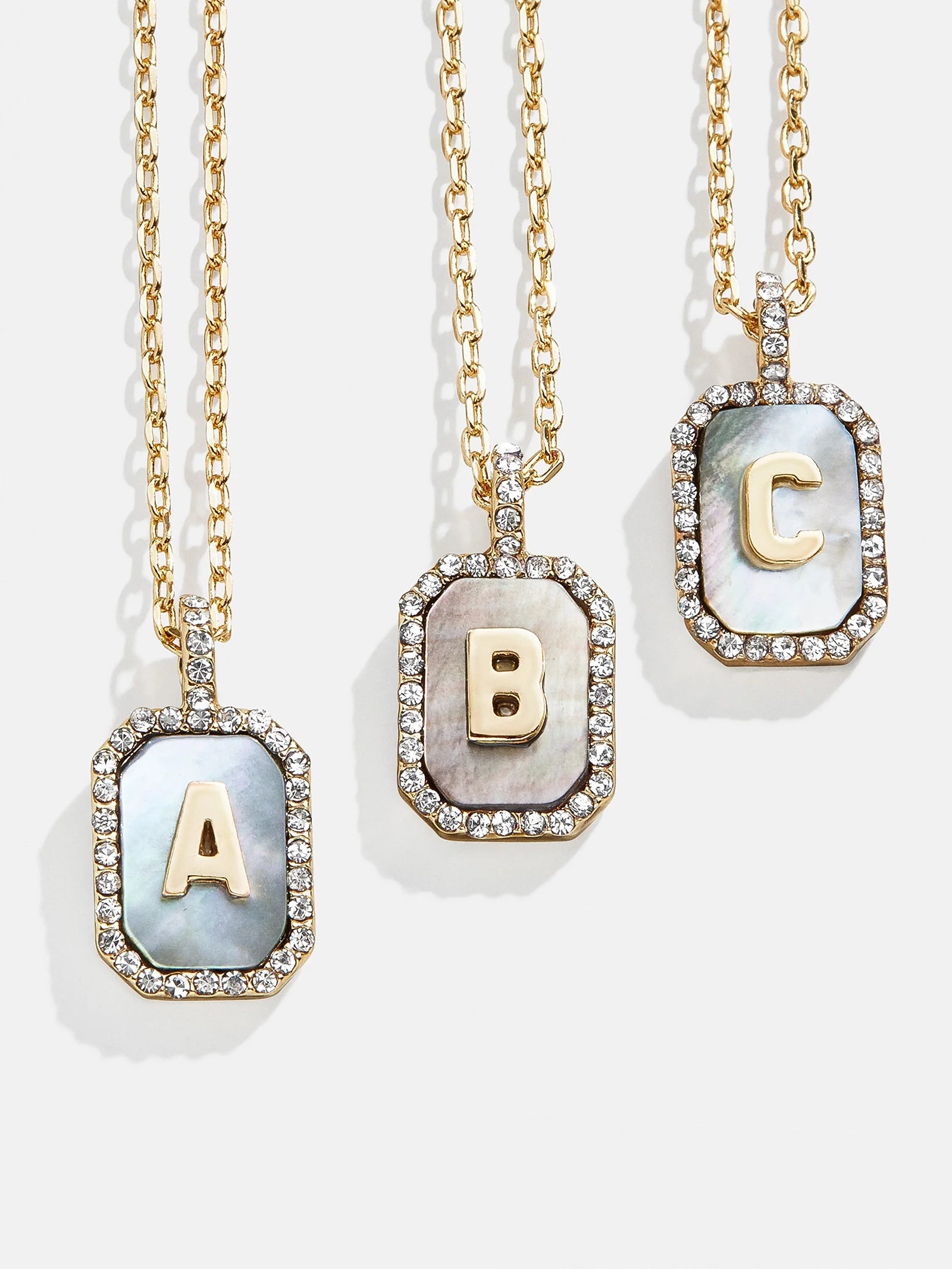 Gold & Mother Of Pearl Initial Necklace - Dark Mother Of Pearl