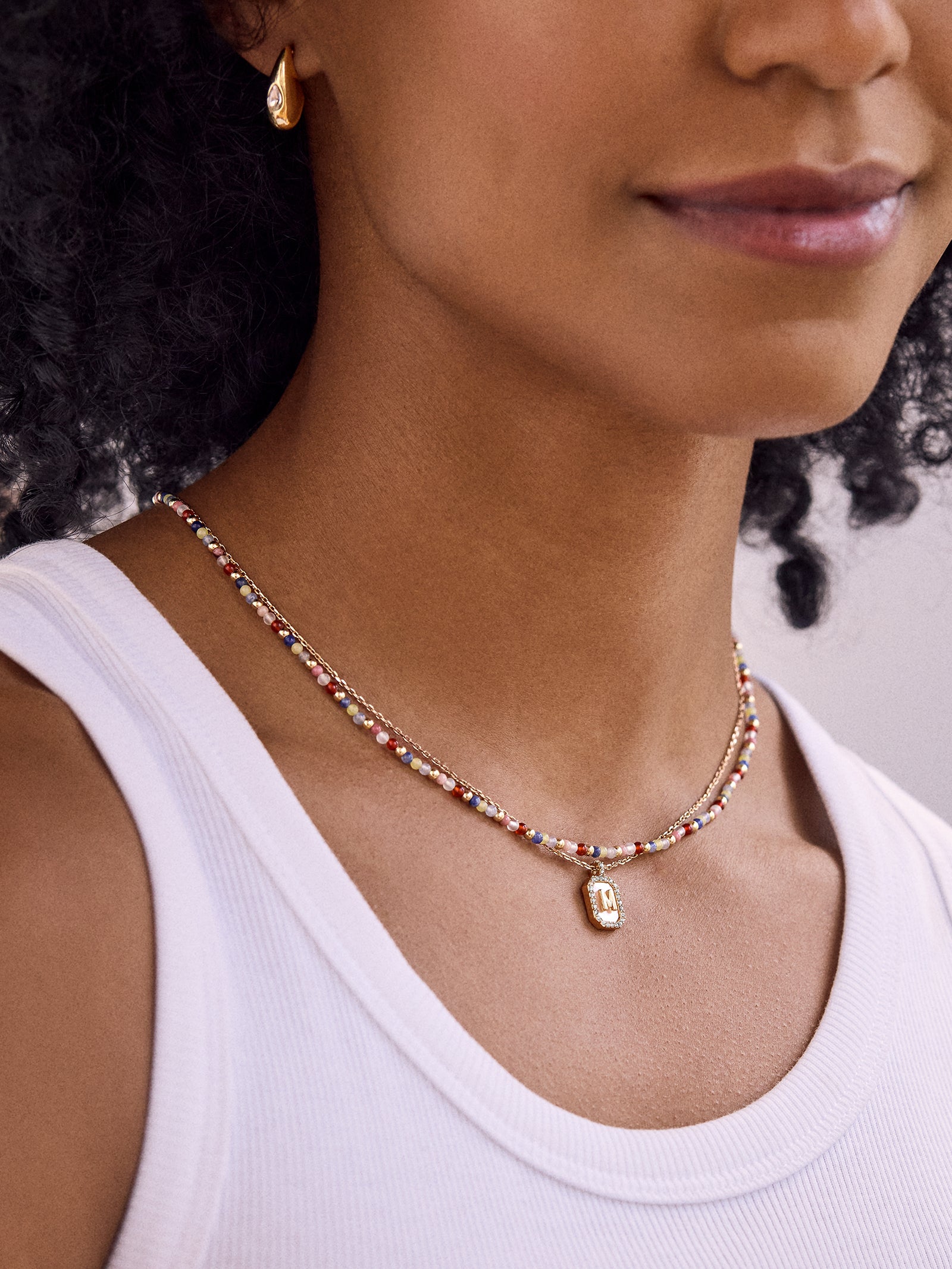 Gold & Mother of Pearl Initial Necklace - Mother Of Pearl - Image 30