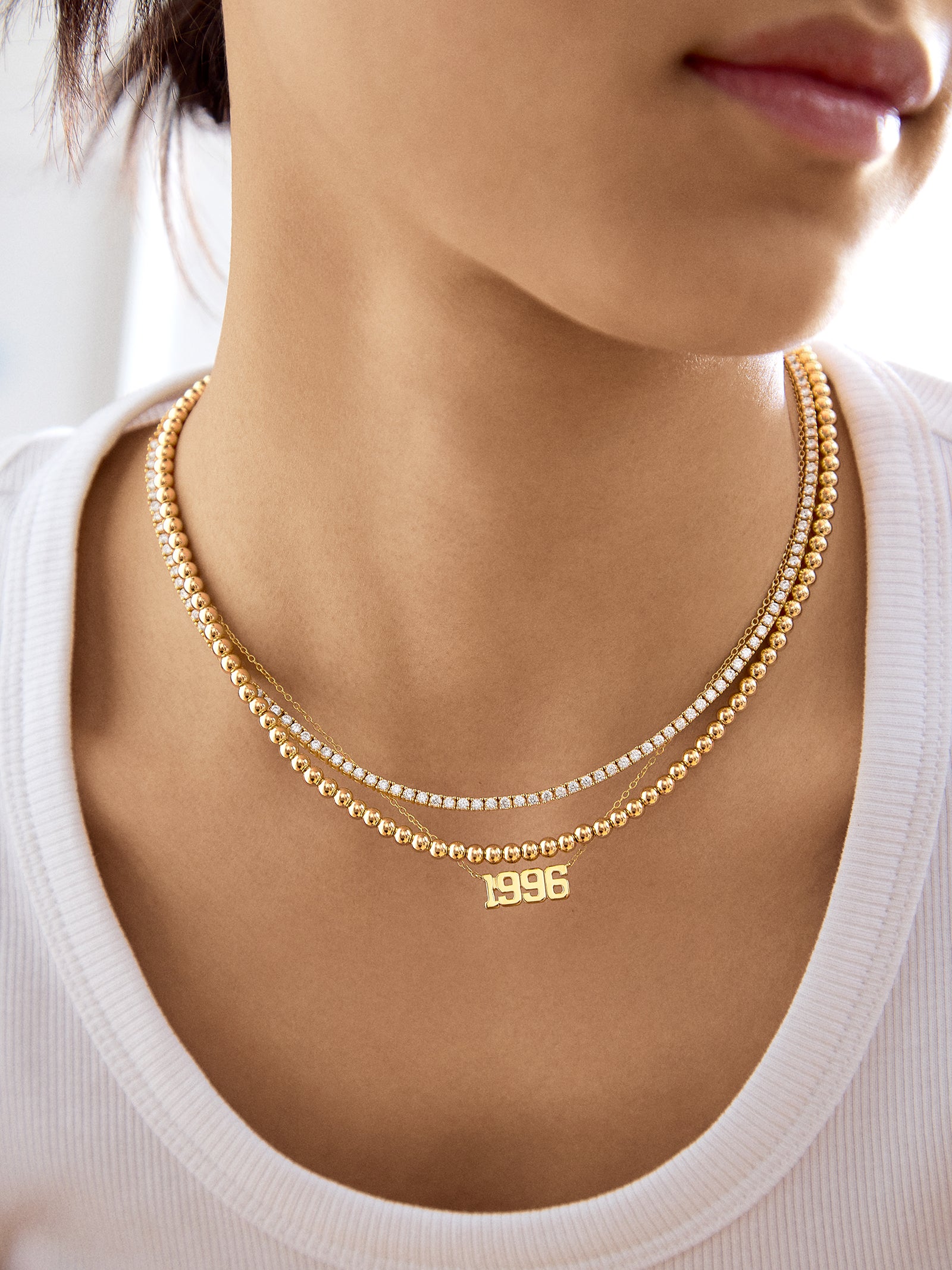 18K Gold Varsity Font Custom Number Necklace - Varsity Font Numbers - Image 2