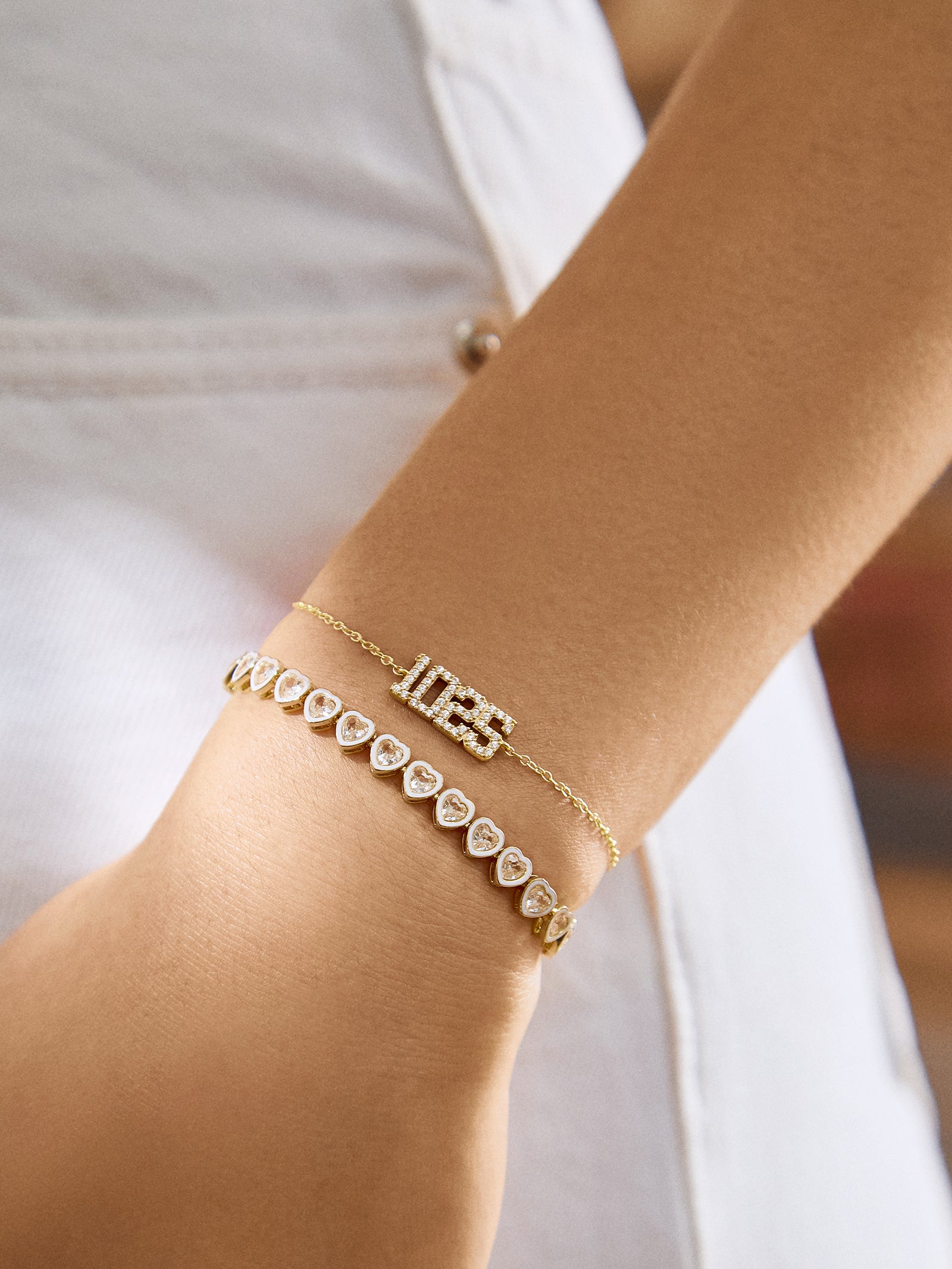18K Gold Varsity Font Custom Number Bracelet - Varsity Font Numbers - Image 4