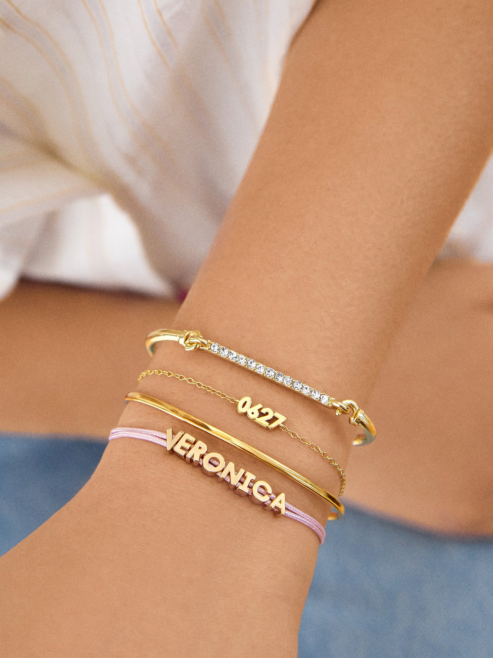 18K Gold Block Font Custom Number Bracelet - Block Font Numbers - Image 2