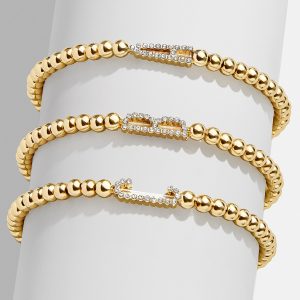 East West Initial Pisa Bracelet - Gold/Pav??