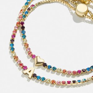 Kids' Initial & Heart Tennis Bracelet Set - Multi/Gold