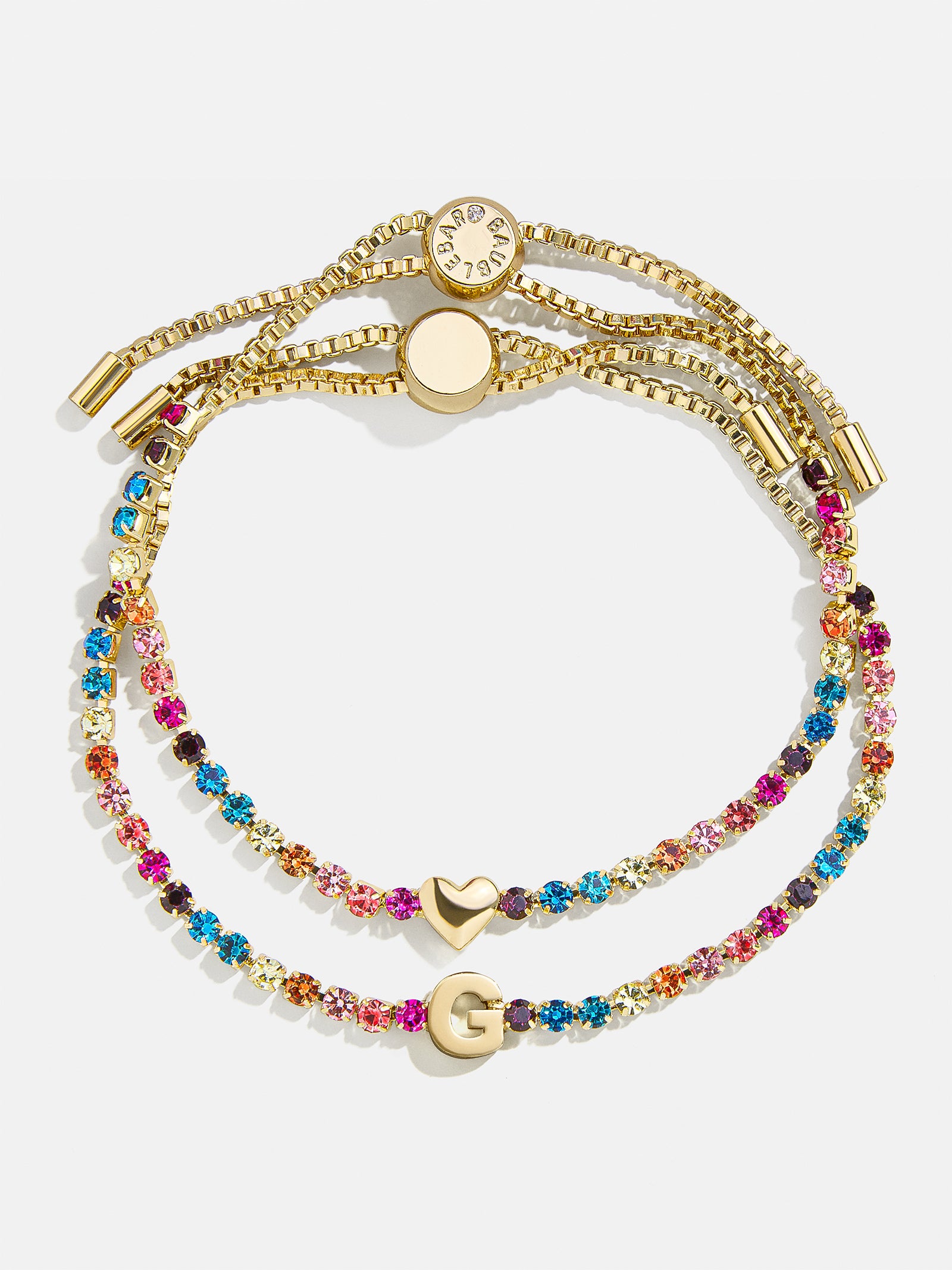 Kids' Initial & Heart Tennis Bracelet Set - Multi/Gold - Image 9