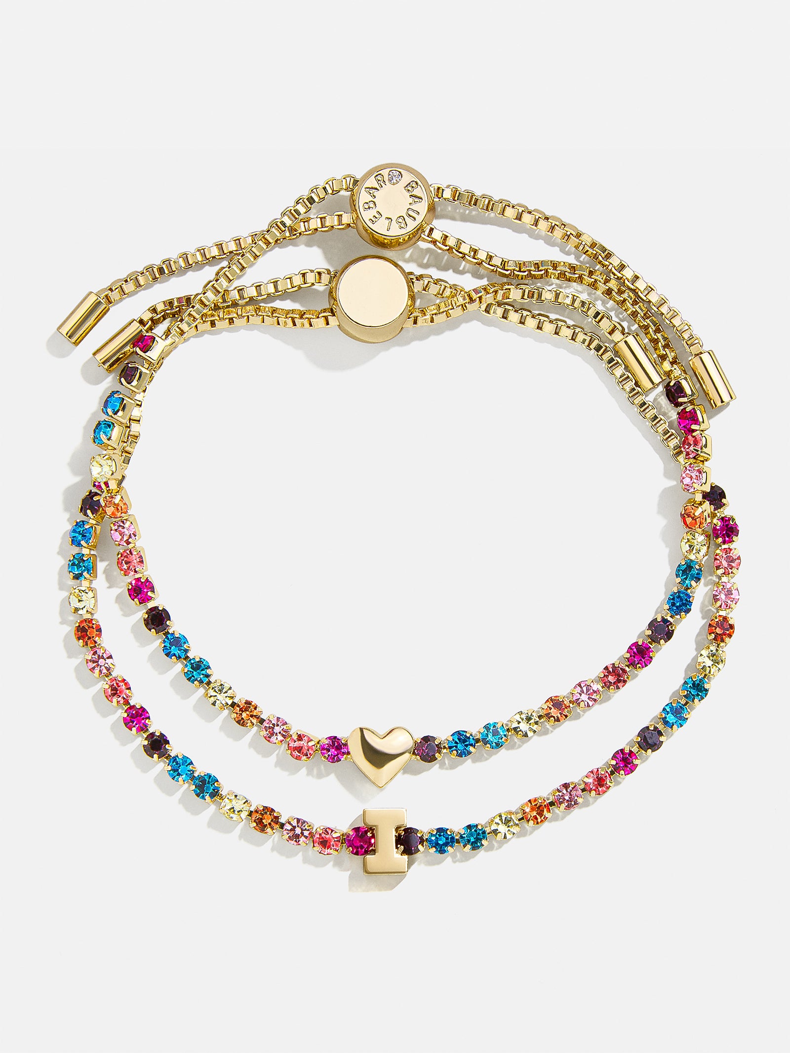 Kids' Initial & Heart Tennis Bracelet Set - Multi/Gold - Image 11