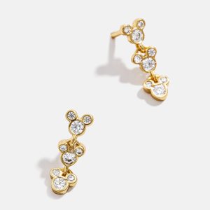 Mickey Mouse Disney 18K Gold Plated Sterling Silver Drop Earrings - Gold/Pav??