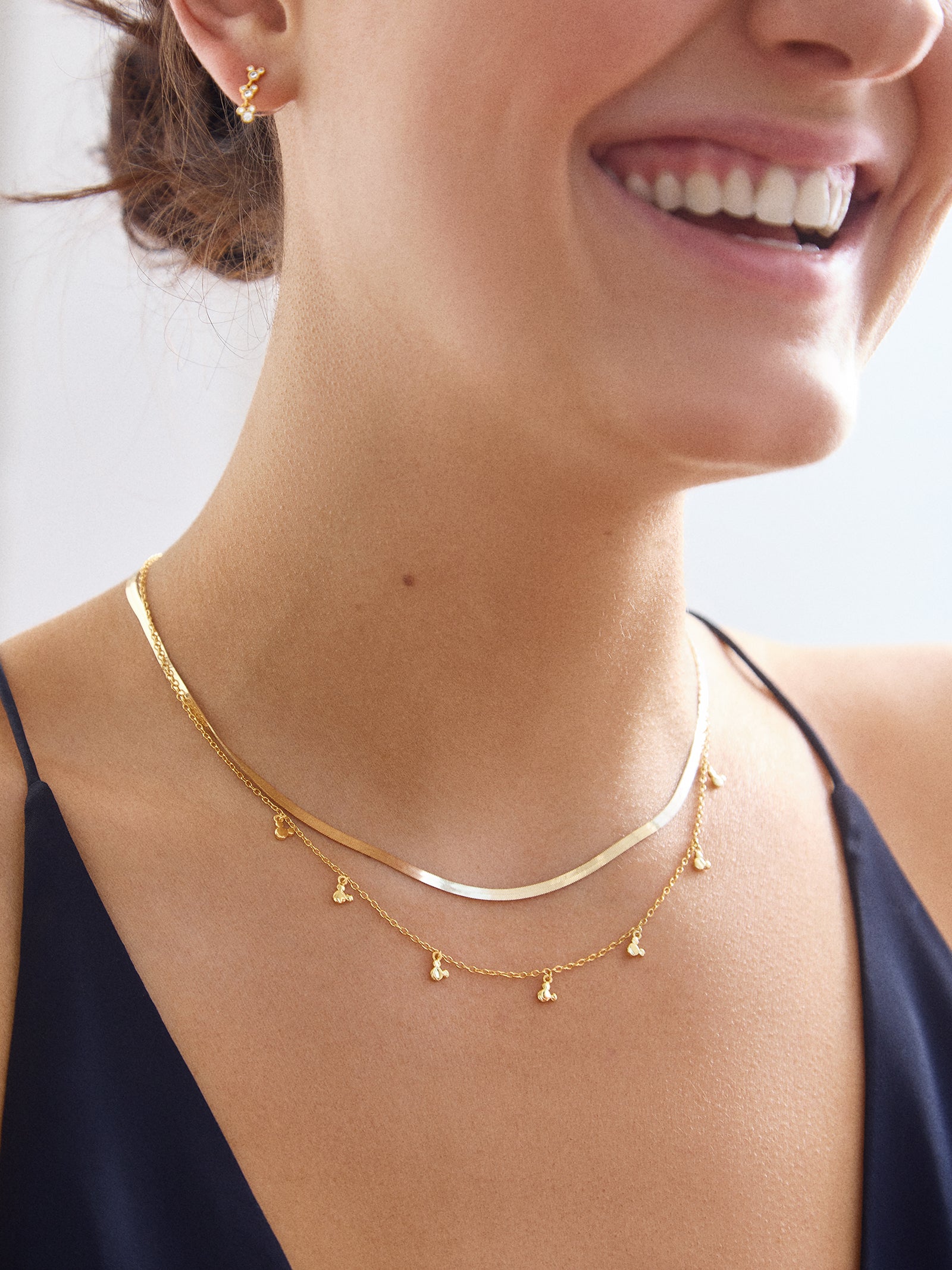 Mickey Mouse Disney 18K Gold Plated Sterling Silver Repeating Necklace - Gold - Image 2