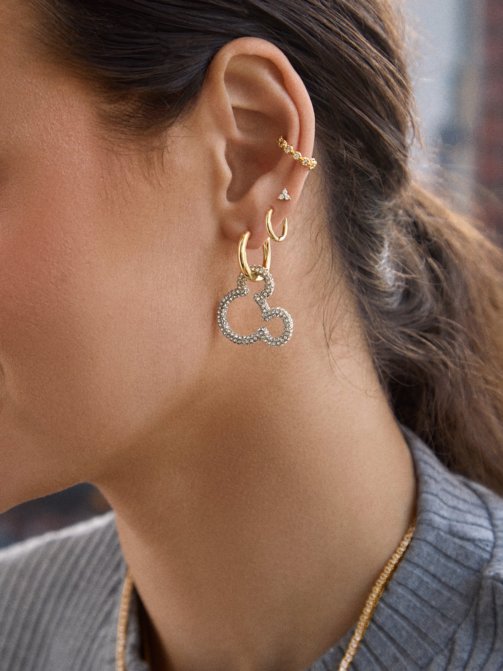 Mickey Mouse Disney Pav?? Statement Earrings - Gold/Pav?? - Image 2