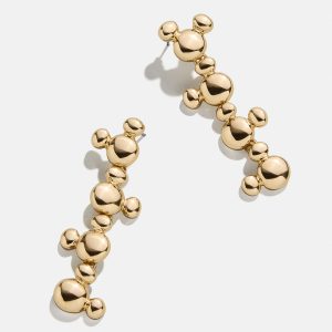 Mickey Mouse Disney Drop Statement Earrings - Gold