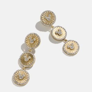 Mickey Mouse Disney Medallion Drop Earrings - Gold/Pav??