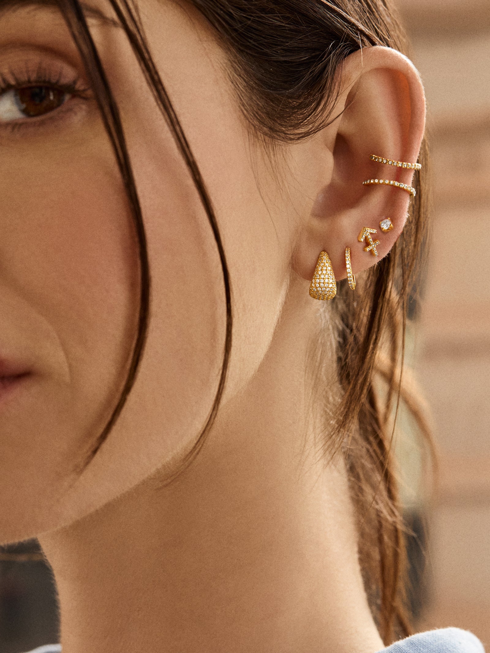 18K Gold Zodiac Earrings - 18K Gold. Pav?? Cubic Zirconia Stones - Image 18