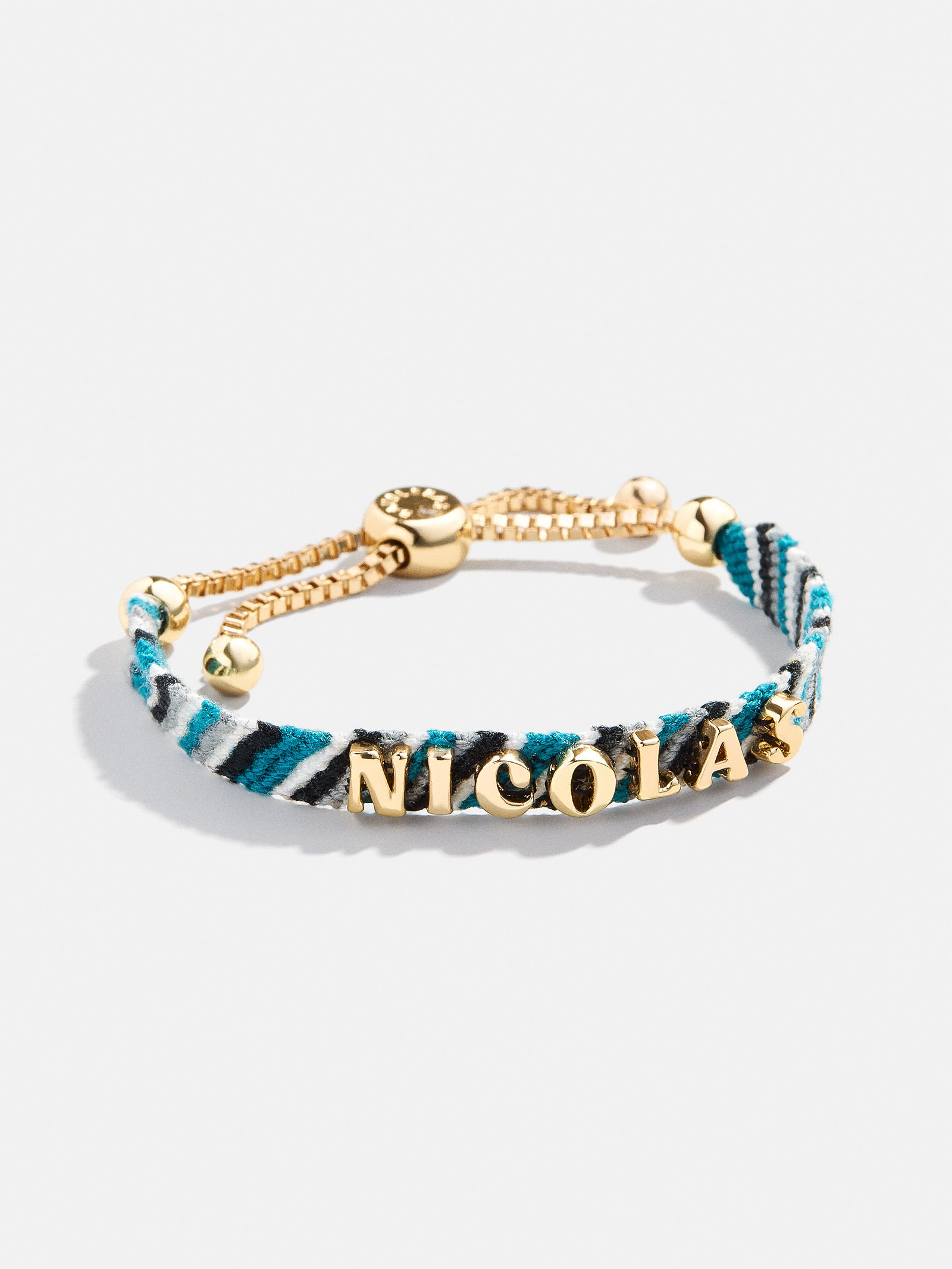 Woven Kids' Custom Friendship Bracelet - Blue/Black Stripe - Image 3