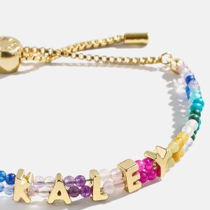 Semi-Precious Custom Nameplate Bracelet - Multi