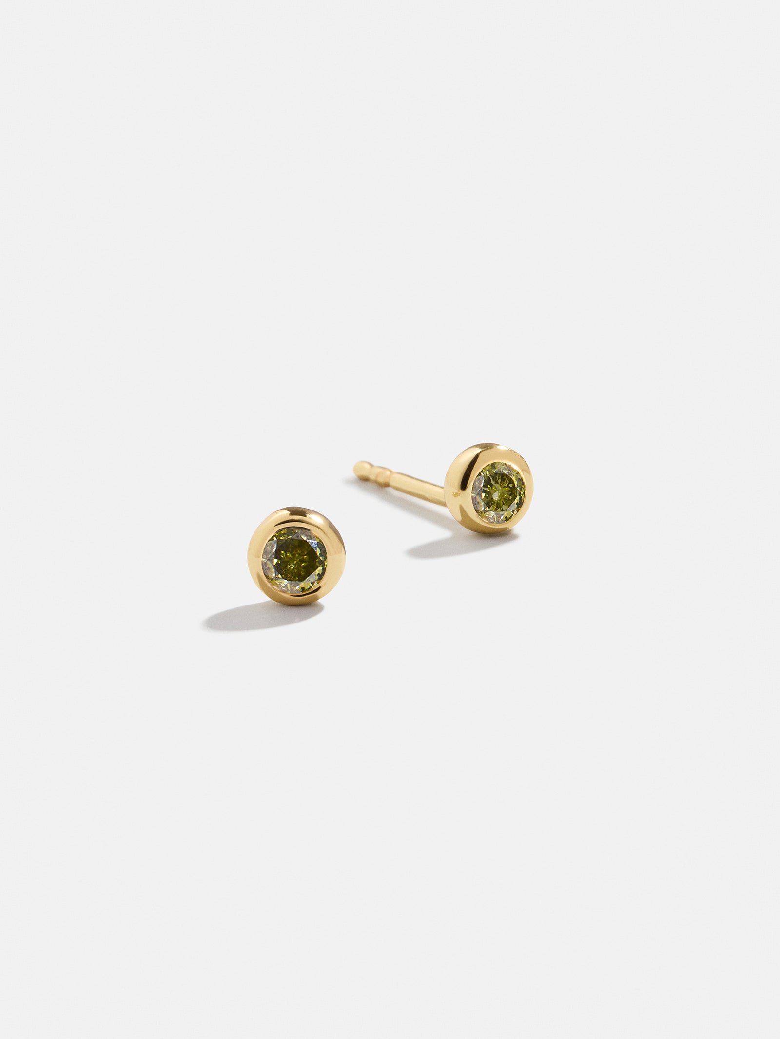 18K Gold Birthstone Stud Earrings - Peridot