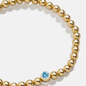 18K Gold Birthstone Pisa Bracelet - Aquamarine
