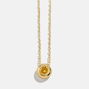 18K Gold Birthstone Pendant Necklace - Topaz
