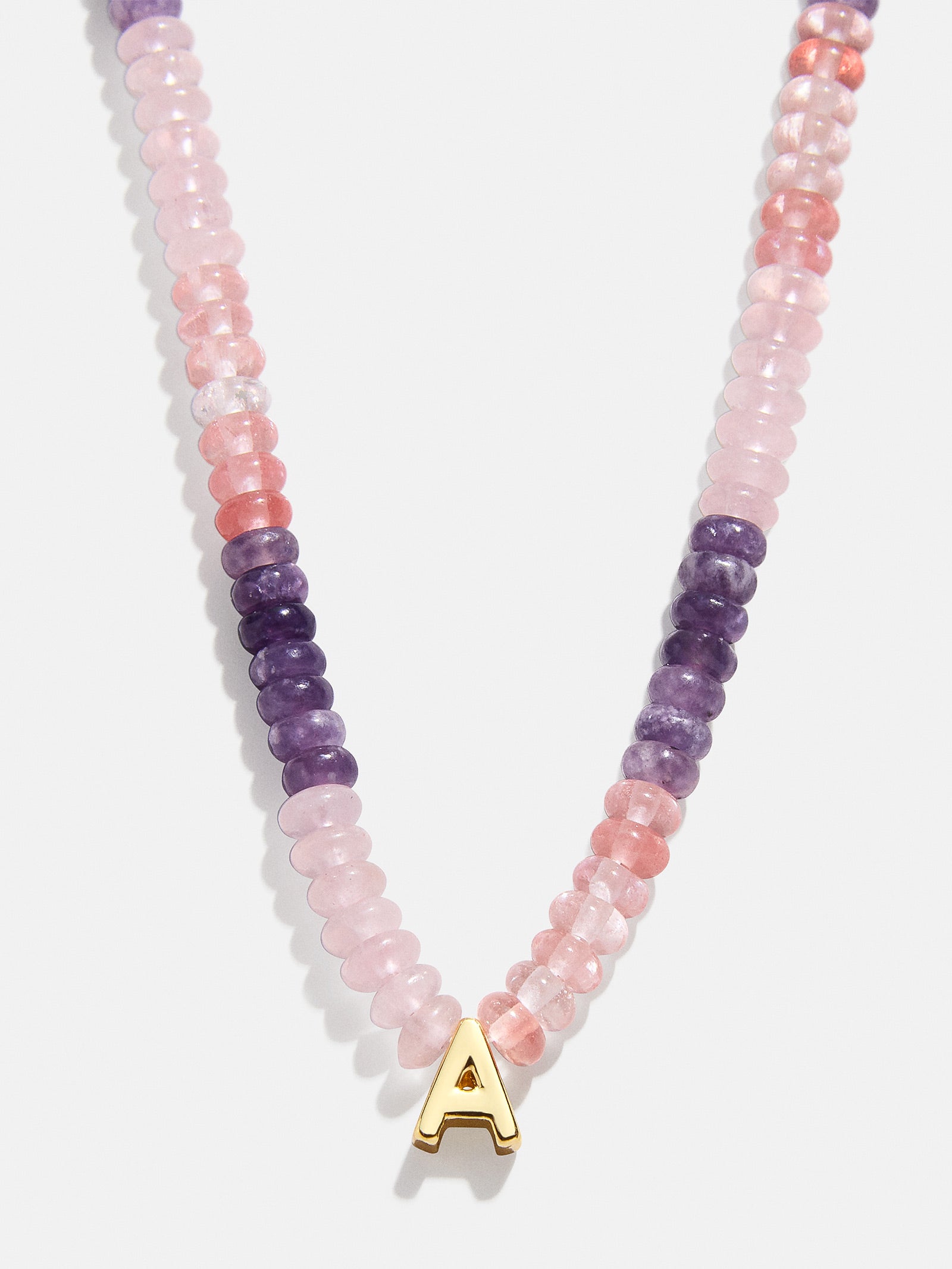 Semi-Precious Beaded Initial Necklace - Pink Ombre - Image 3