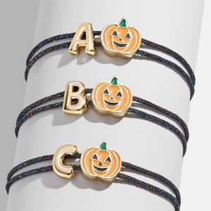 Kids' Halloween Initial Bracelet - Black/Orange
