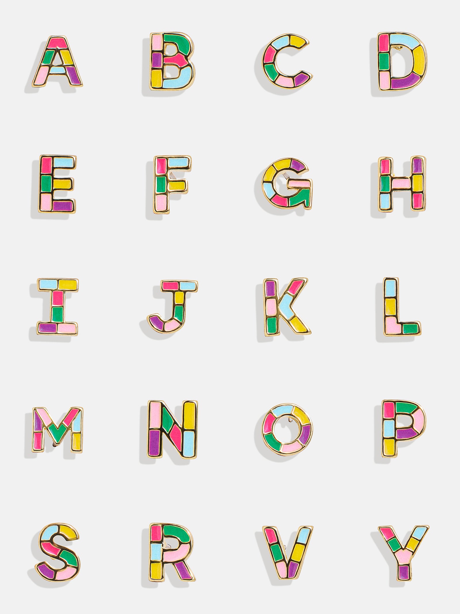 Kids' Rainbow Initial Earrings - Gold/Multi - Image 4