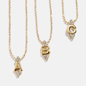 Initial Triad Necklace - Gold/Pav??