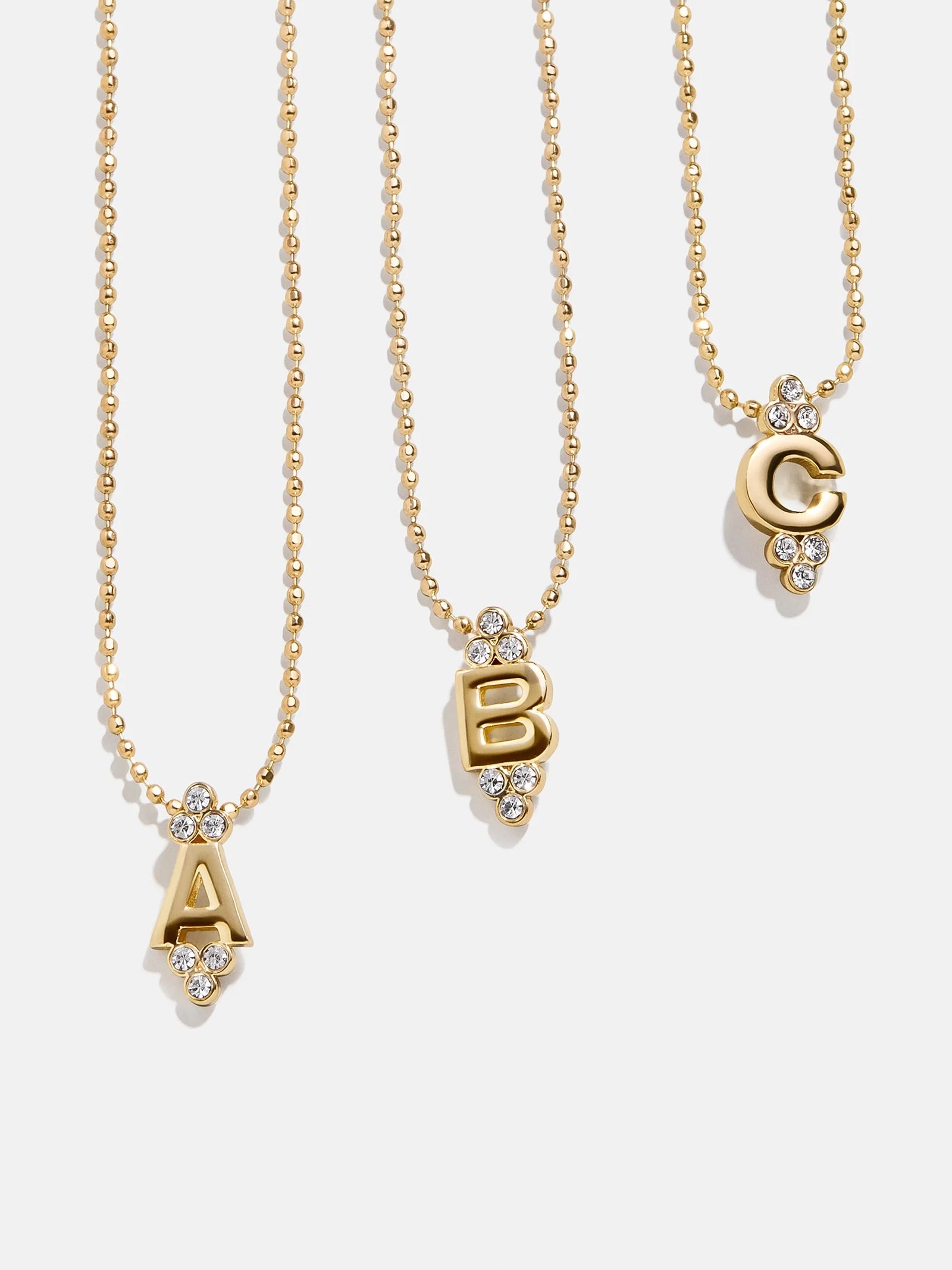 Initial Triad Necklace - Gold/Pav??