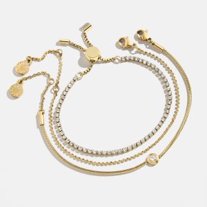 Catherine Waterproof Bracelet Set - Gold/Pav??