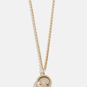 Disney Mickey Mouse 18K Gold Plated Sterling Silver Outline Pendant Necklace - Gold/Pav??