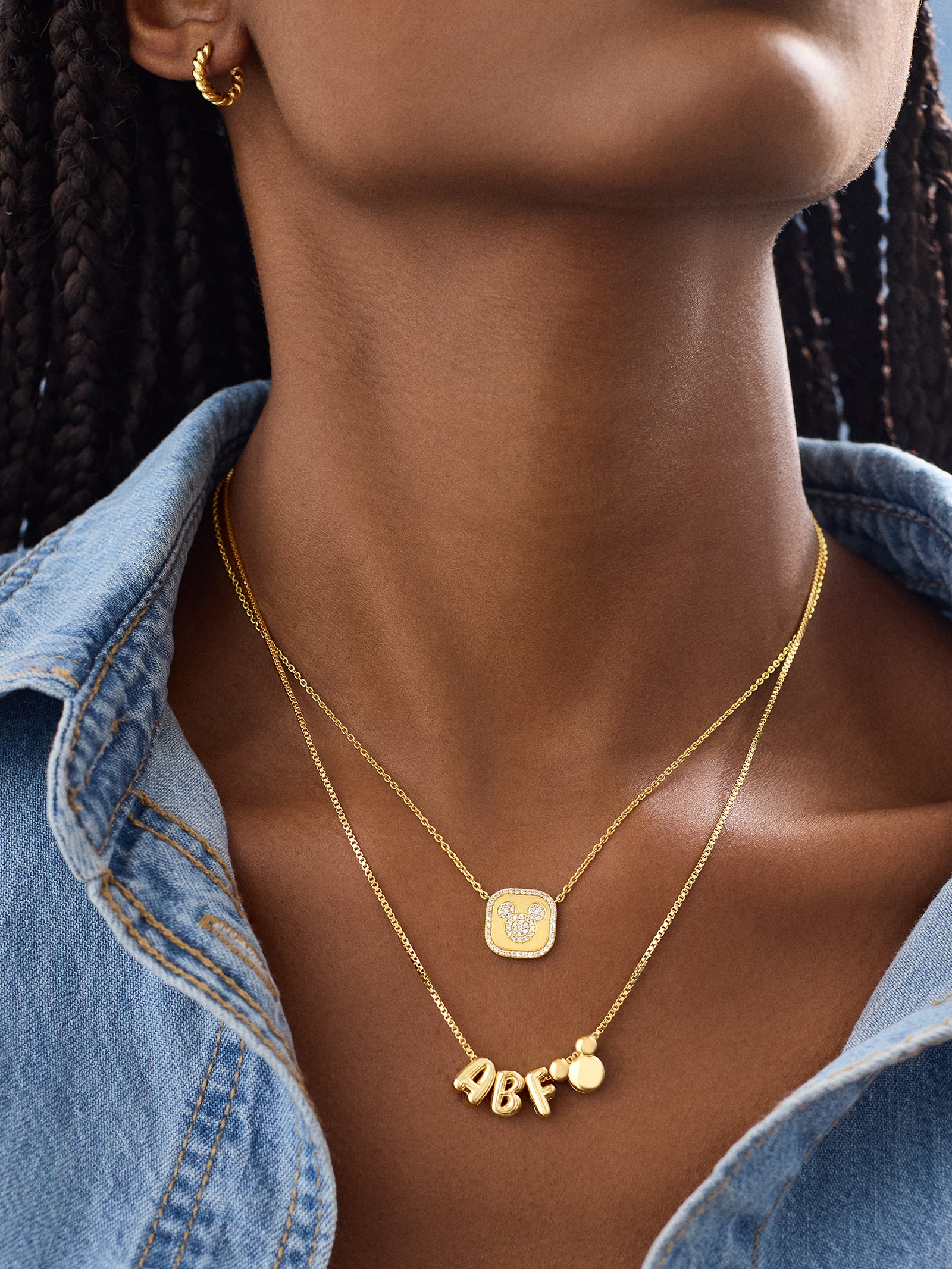 Disney Mickey Mouse 18K Gold Plated Sterling Silver Pendant Necklace - Gold/Pav?? - Image 2