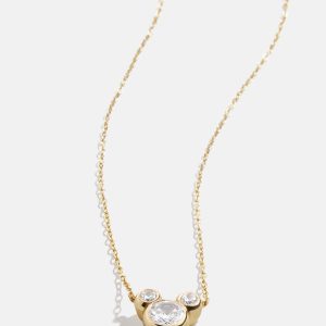 Mickey Mouse Disney 18K Gold Plated Sterling Silver & Cubic Zircona Pendant Necklace - Gold/Pavé