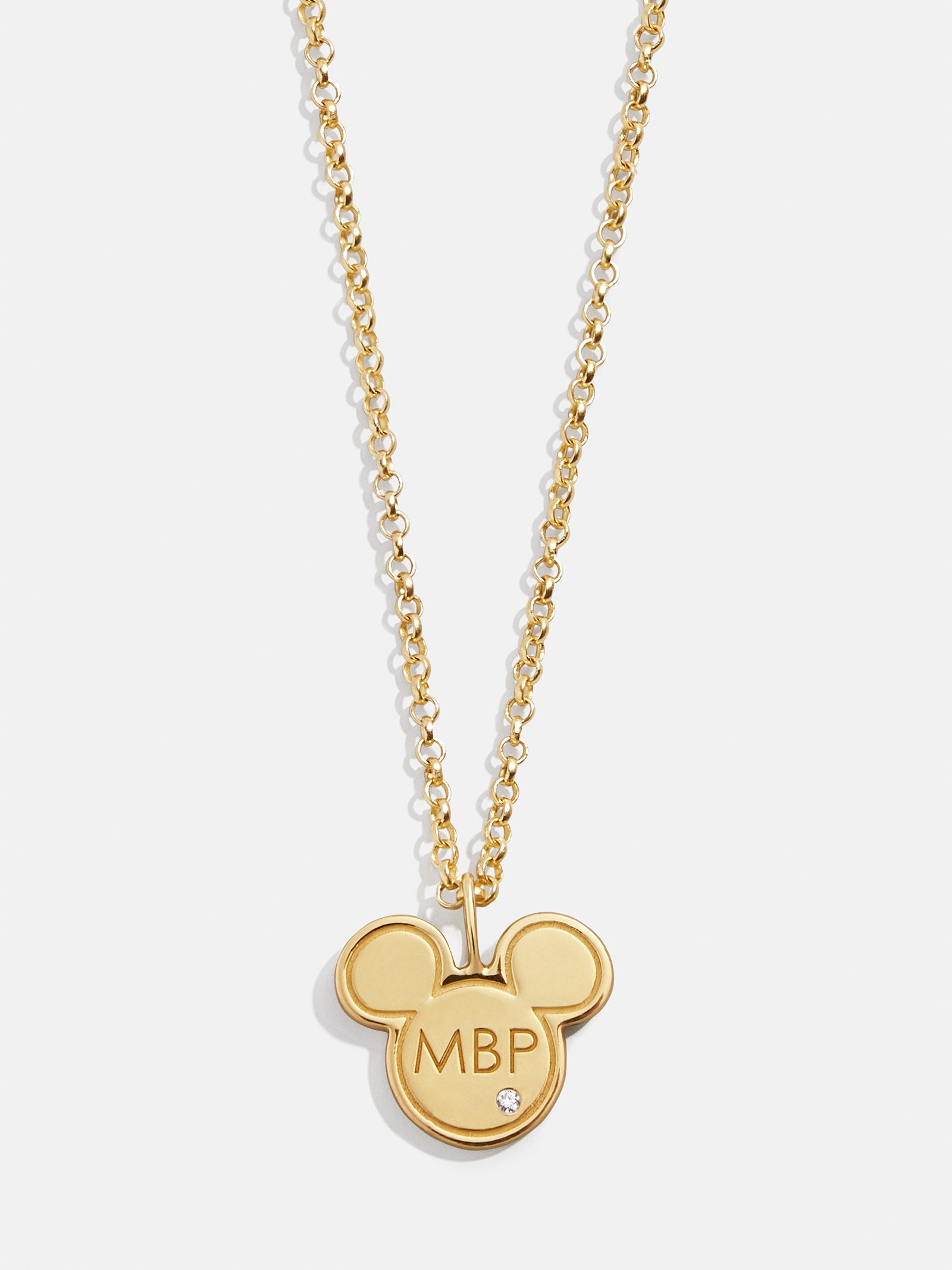 Mickey Mouse Disney 18K Gold Plated Sterling Silver Initial Pendant Necklace - Gold - Image 3