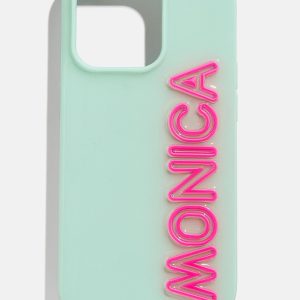 Fine Line Custom iPhone Case - Mint/Hot Pink
