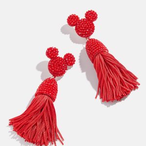 Disney Mickey Mouse Tassel Earrings - Red
