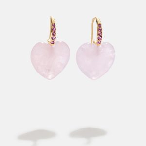 Harper Earrings - Rose Quartz Heart Earrings