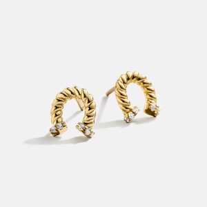 Lucky You 18K Gold Kids' Horseshoe Earrings - Horseshoe