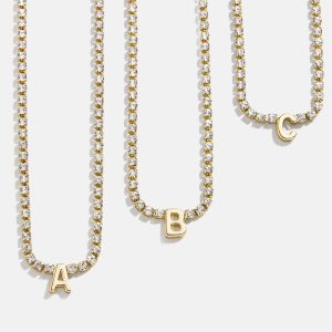 Ruth Initial Tennis Necklace - Gold/Pav??