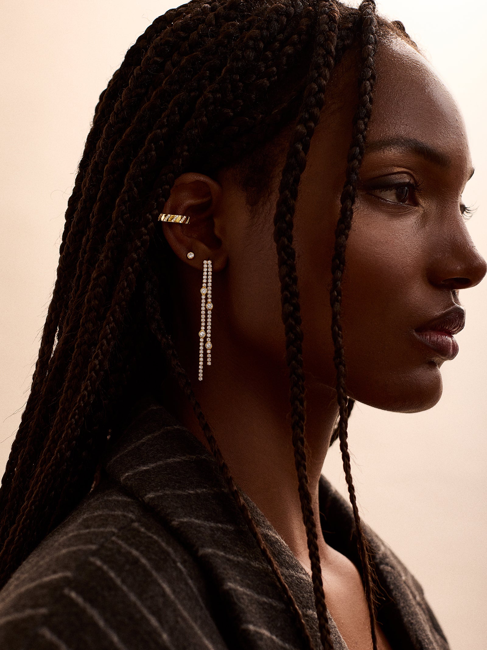 Lyanna 18K Gold Drop Earrings - Gold/Pav?? - Image 2