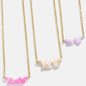 Disney Mickey Mouse Acrylic Custom Nameplate Necklace - Translucent Purple