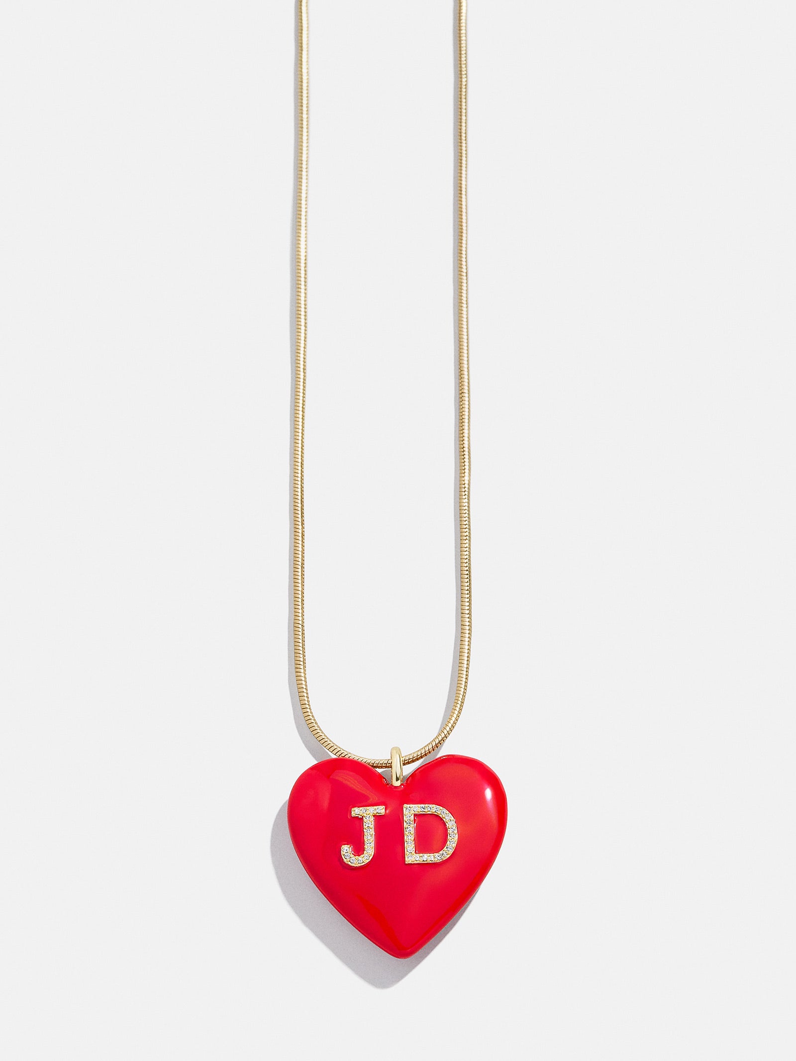 Millie Bubble Heart Custom Initial Necklace - Red