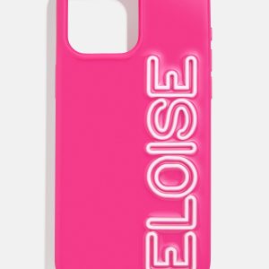 Fine Line Custom iPhone Case - Hot Pink/White