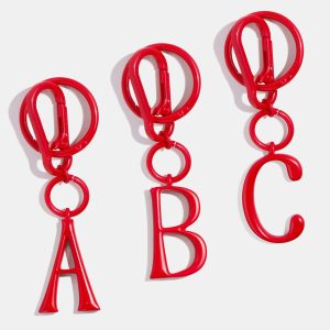 Red Initial Enamel Bag Charm - A
