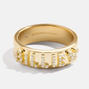 Disney 18K Gold Plated Sterling Silver Custom Block Ring - Gold/Pav??